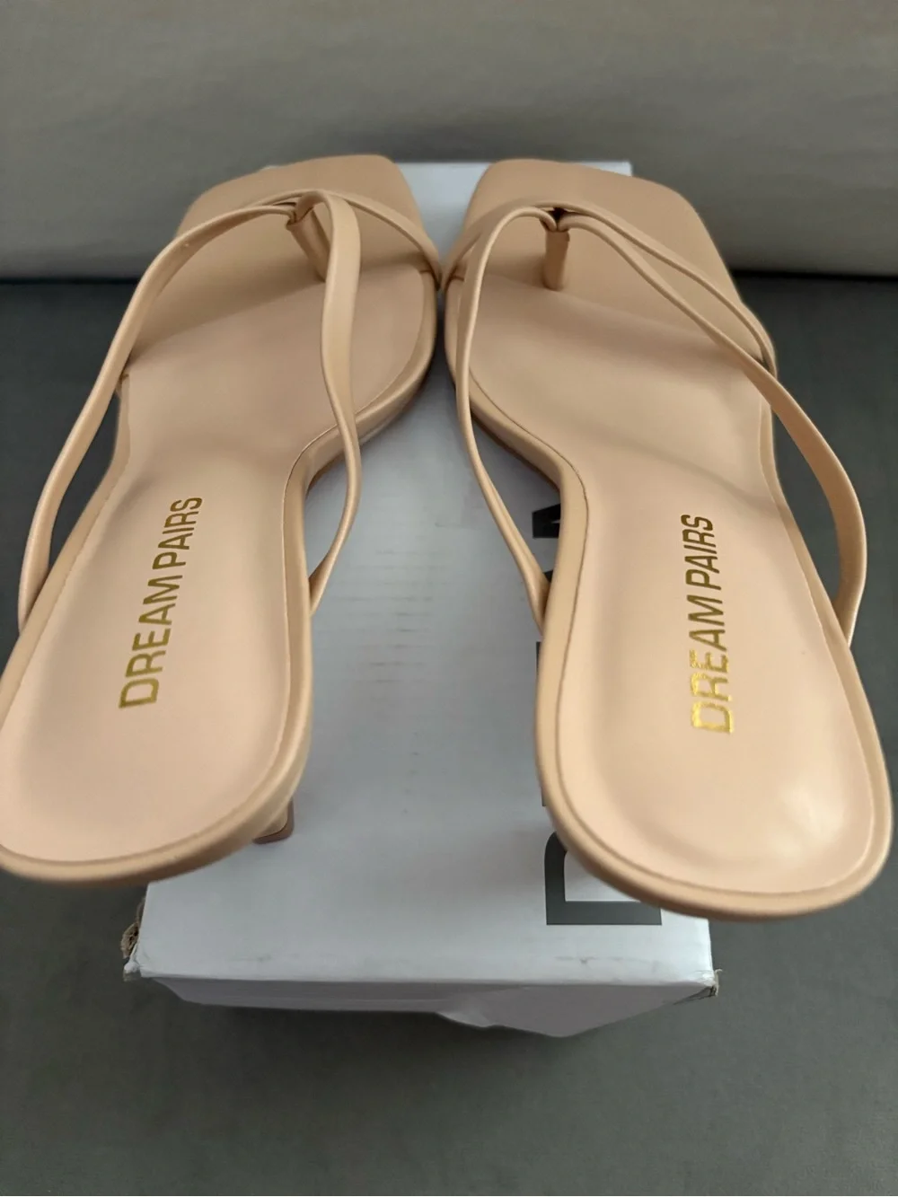 Dream Pairs Women’s Nude Strappy Kitten Heel Slides - US Size 6